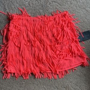 Neon pink fringe skirt NWT